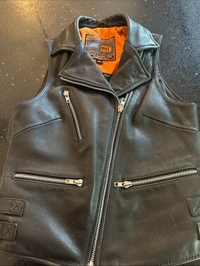 Women's Black Leather Motorcycle Vest